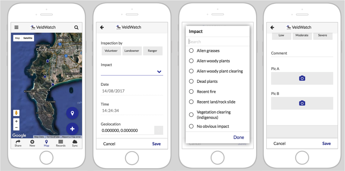 An example data collection app I built in [AppSheet](https://www.appsheet.com) that allows you to log GPS coordinates, take photos, record various fields, etc.