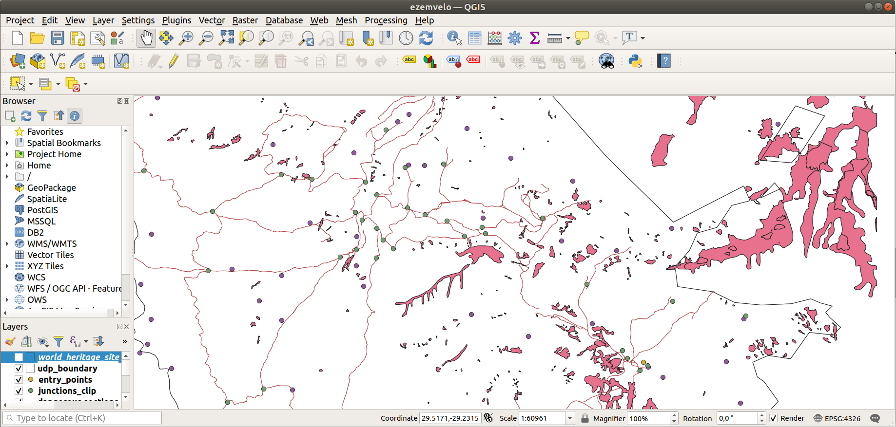 Screenshot of the [QGIS](https://qgis.org/) Desktop 3.14 graphical user interface (GUI).