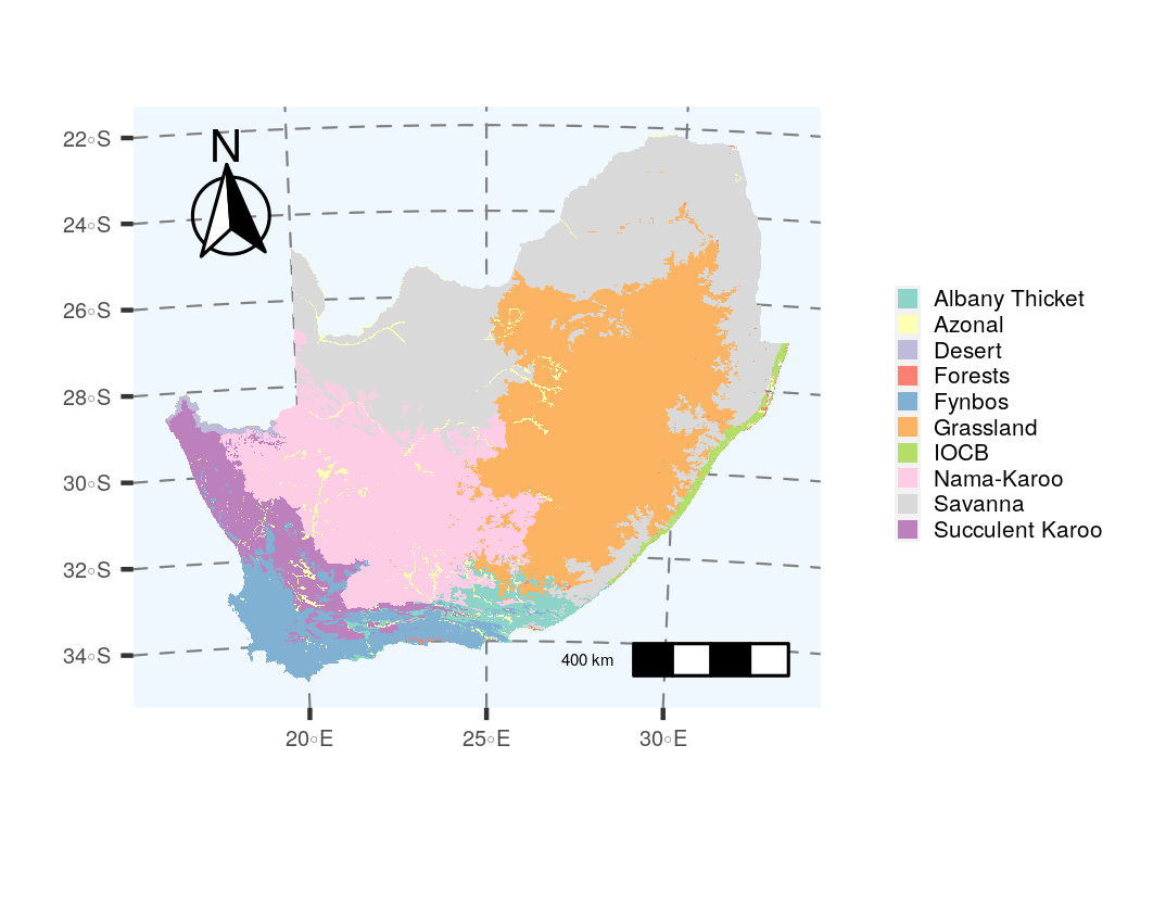 The historical extent of the biomes of South Africa from @Mucina2006.