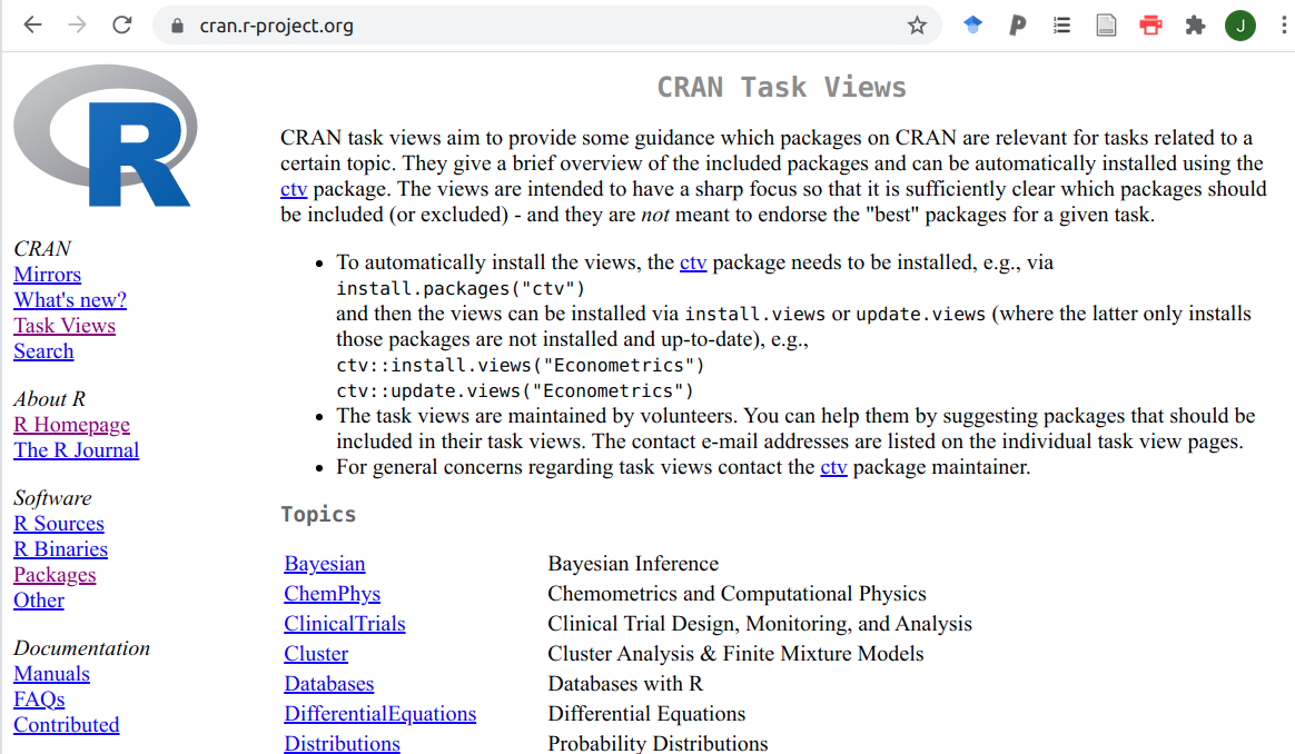 Screenshot of the Task View landing page at [https://cran.r-project.org/](https://cran.r-project.org/)